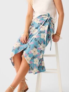 NWT Faherty Pacifica Linen Wrap Skirt